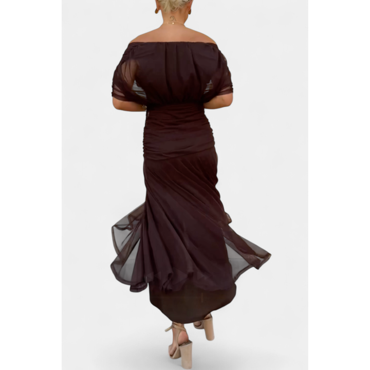 Women's Elegant Off Shoulder Wedding Guest Dress | Maxi