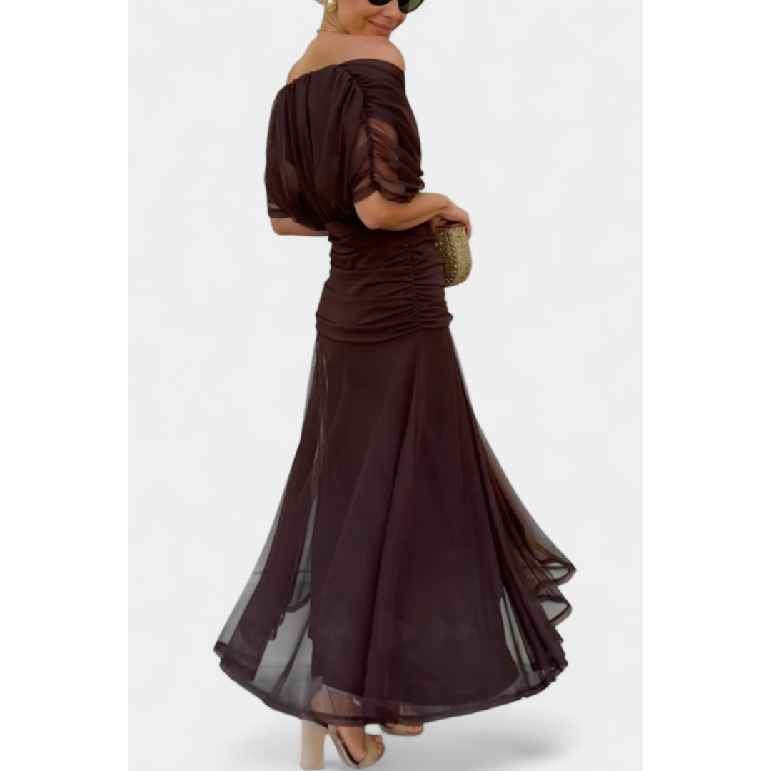 Women's Elegant Off Shoulder Wedding Guest Dress | Maxi