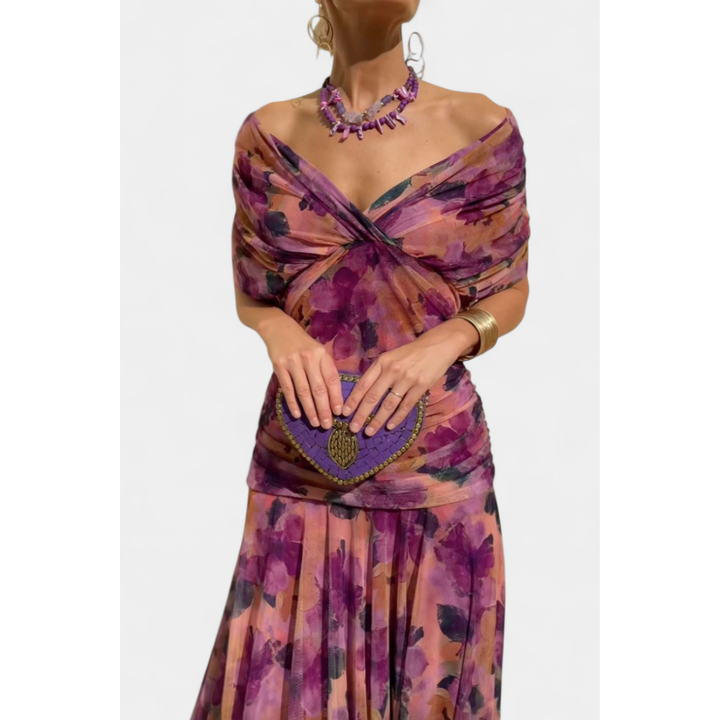 Women's Elegant Off Shoulder Wedding Guest Dress | Maxi