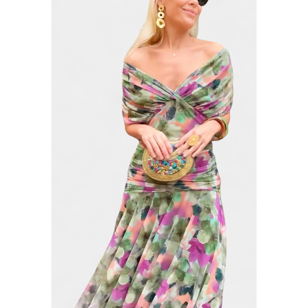 Women's Elegant Off Shoulder Wedding Guest Dress | Maxi