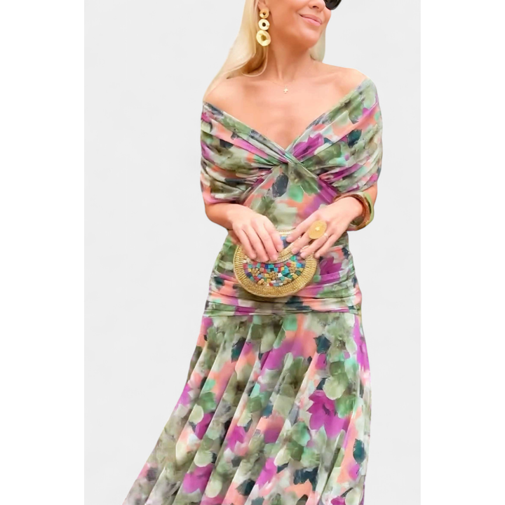 Women's Elegant Off Shoulder Wedding Guest Dress | Maxi