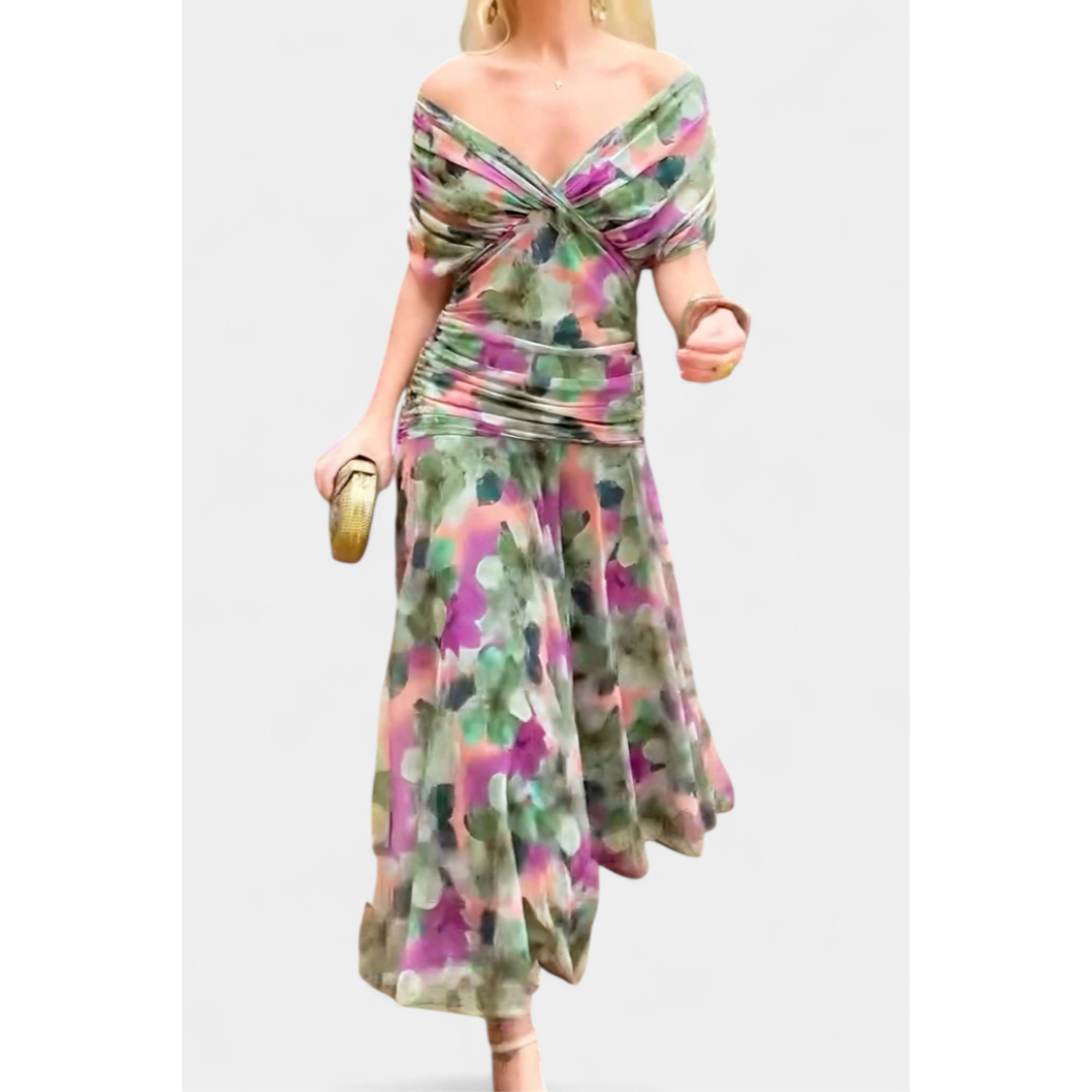 Women's Elegant Off Shoulder Wedding Guest Dress | Maxi