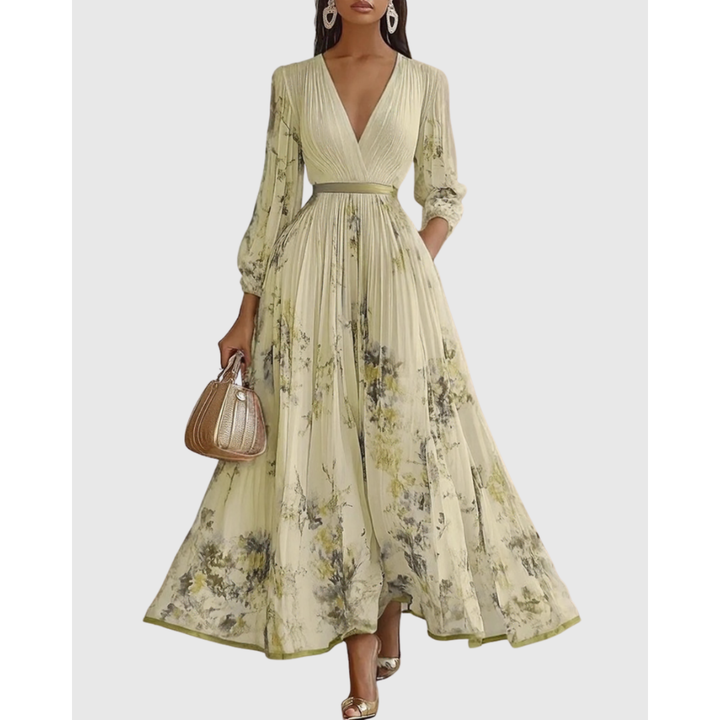 Women's Elegant Pleated Floral Wedding Guest Dress | Midi
