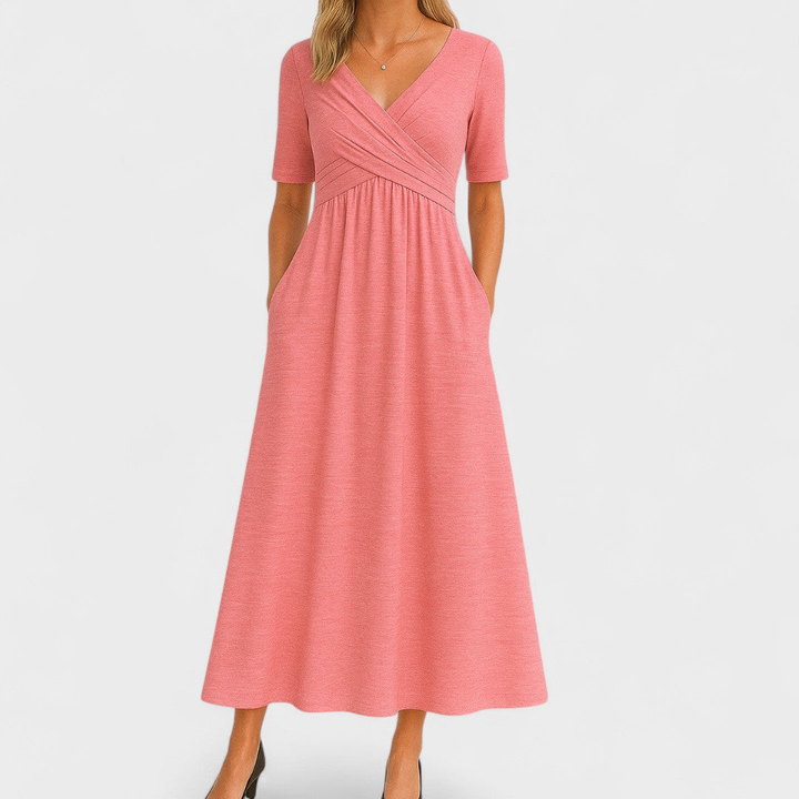 Women's Elegant V-neck Evening Dress | Midi