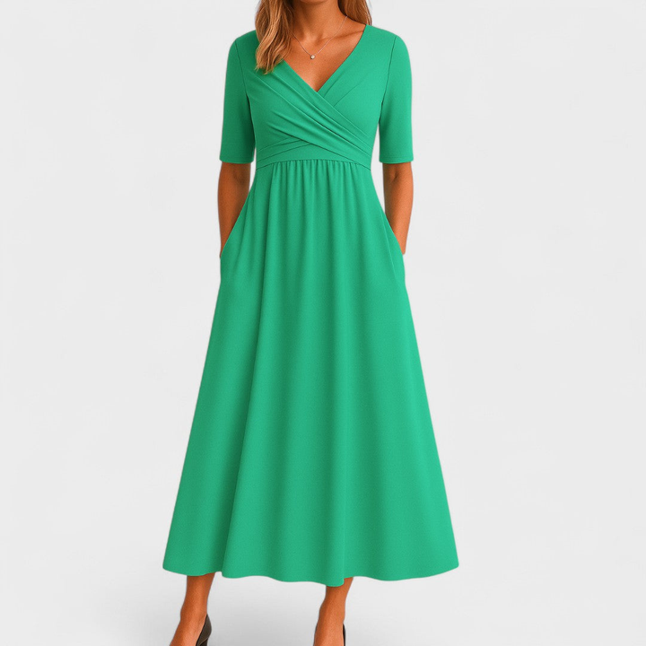 Women's Elegant V-neck Evening Dress | Midi