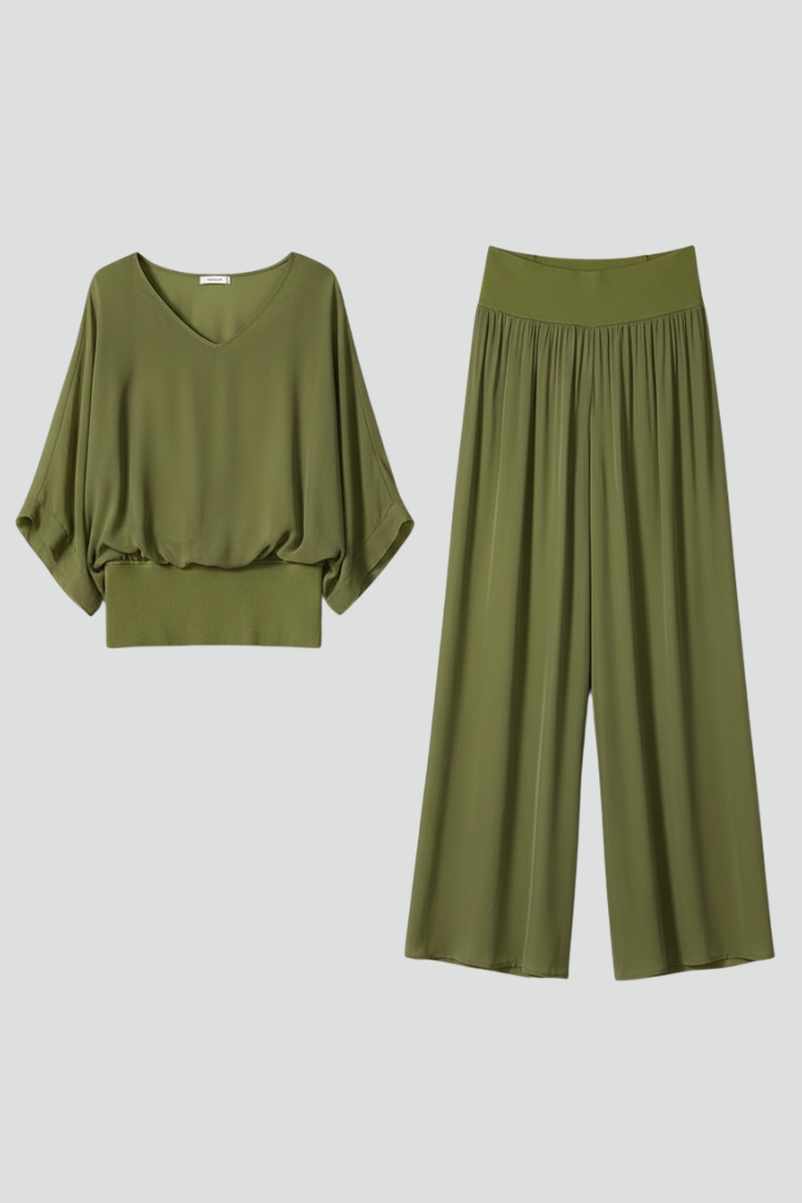 Women’s Elegant Two-Piece Wide-Leg Set | Relaxed Fit