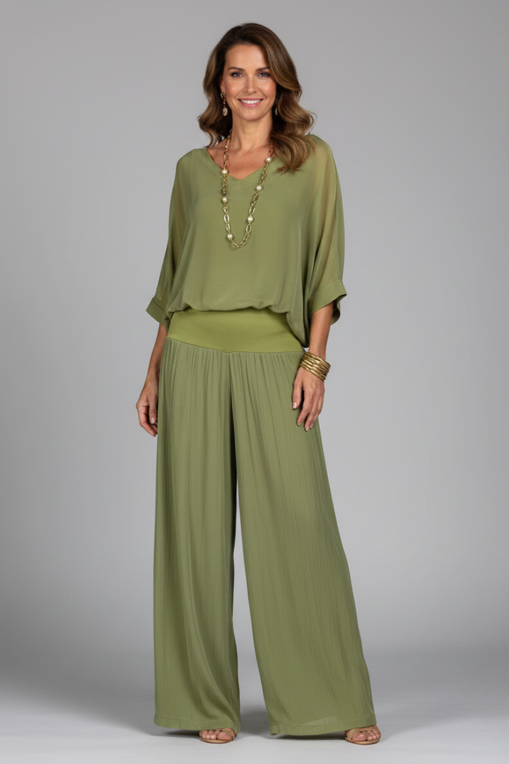 Women’s Elegant Two-Piece Wide-Leg Set | Relaxed Fit