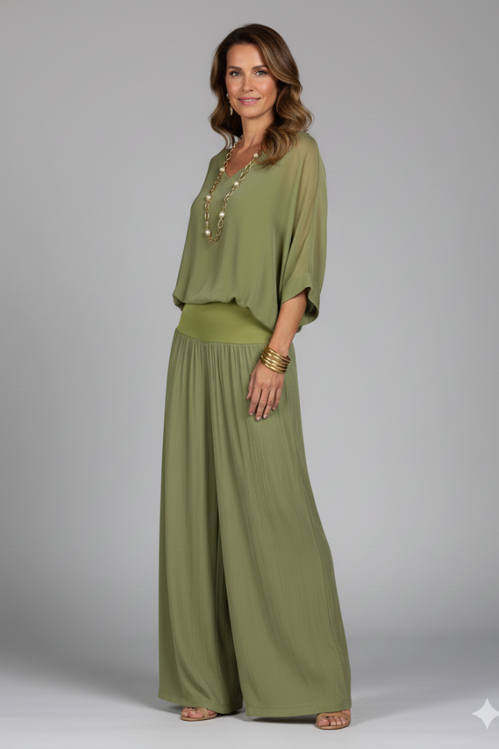 Women’s Elegant Two-Piece Wide-Leg Set | Relaxed Fit