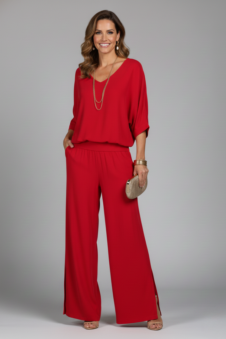 Women’s Elegant Two-Piece Wide-Leg Set | Relaxed Fit