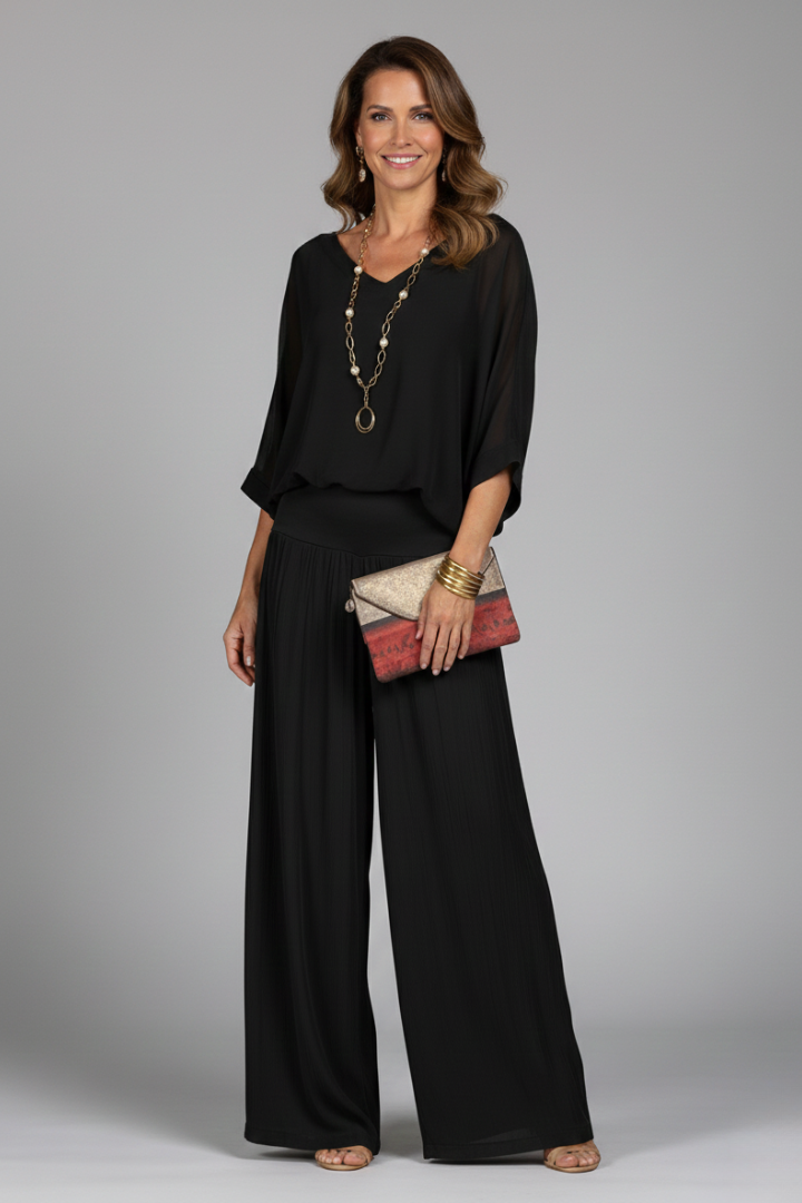 Women’s Elegant Two-Piece Wide-Leg Set | Relaxed Fit