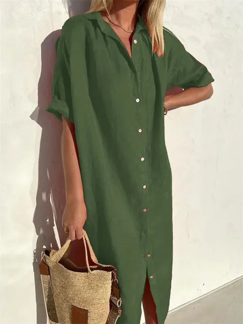 Women's Button Down Shirt Dress | Midi