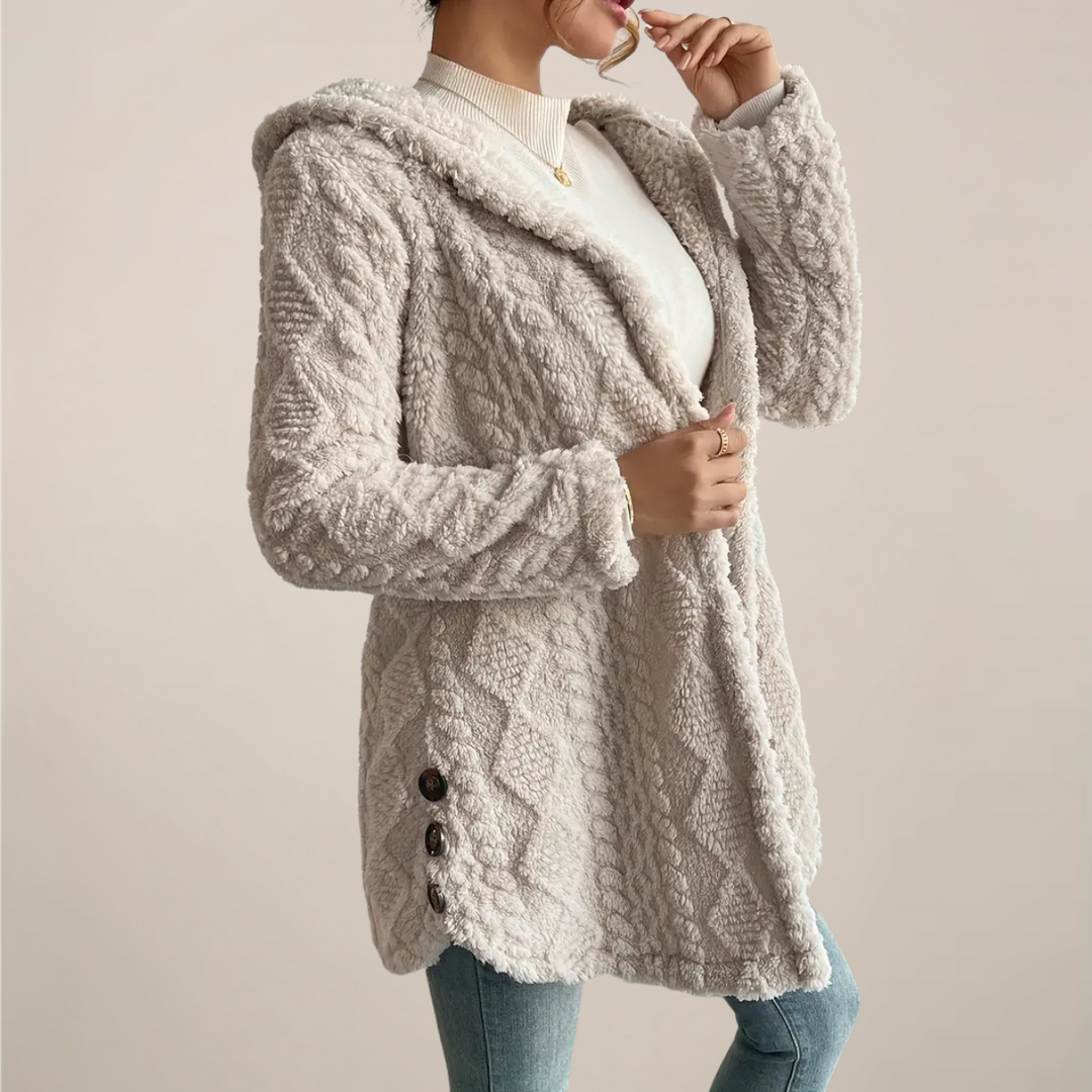 Women’s Textured Longline Hooded Cardigan | Open-Front