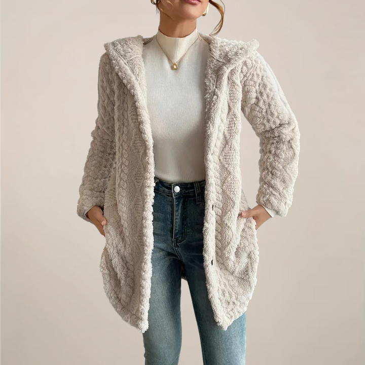 Women’s Textured Longline Hooded Cardigan | Open-Front