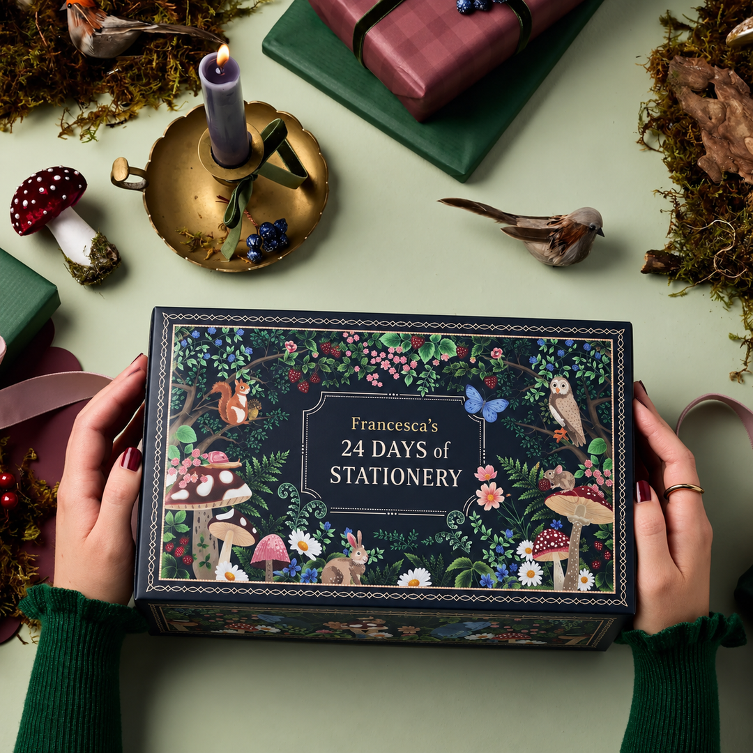 Calendrier de l’Avent avec boîte de papeterie de Noël | 24 jours