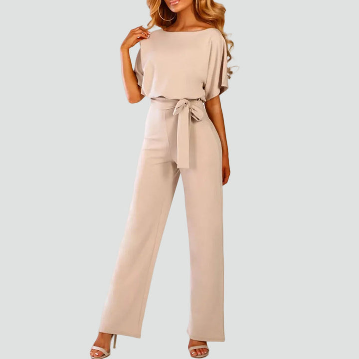 Women's Elegant Short Sleeve Jumpsuit | Tie-Waist