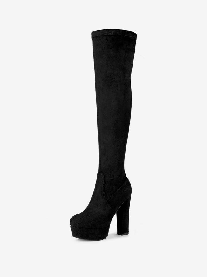 Bottes cuissardes à plateforme et fermeture éclair pour femmes | Talon