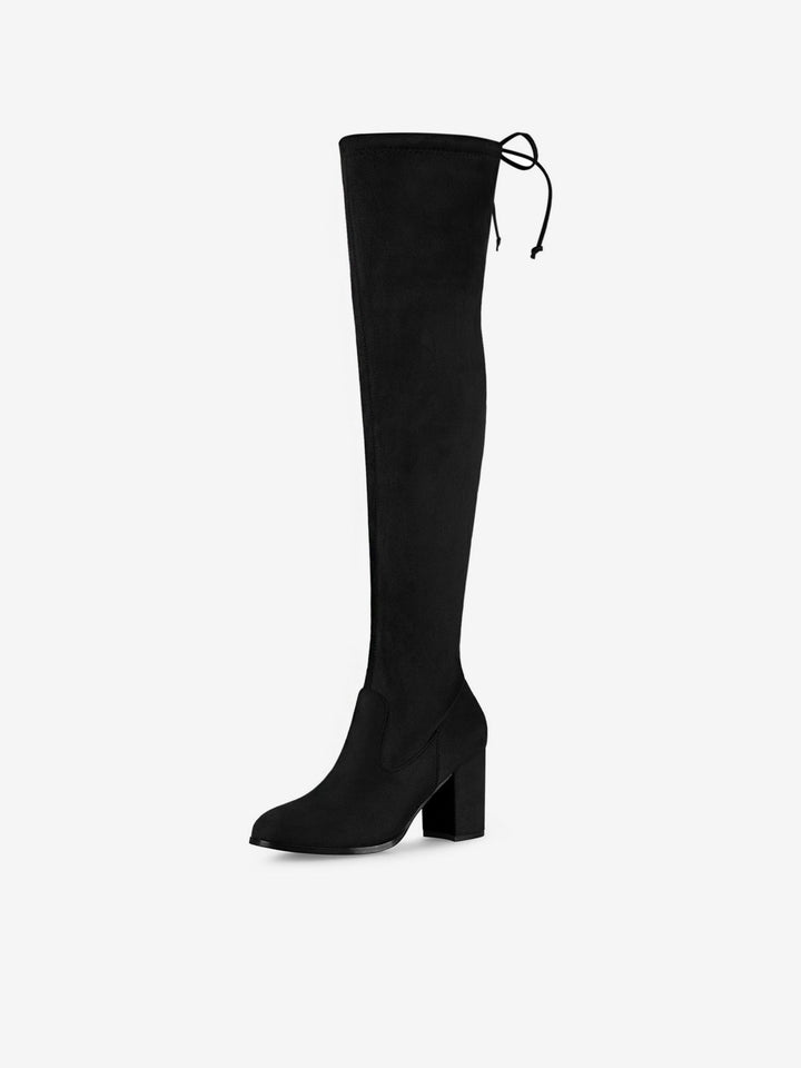 Women's Zip Round Toe Over The Knee Boots | Heel