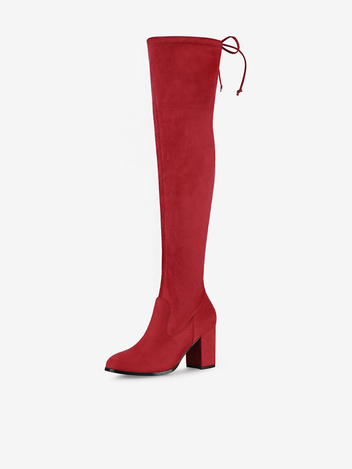 Women's Zip Round Toe Over The Knee Boots | Heel