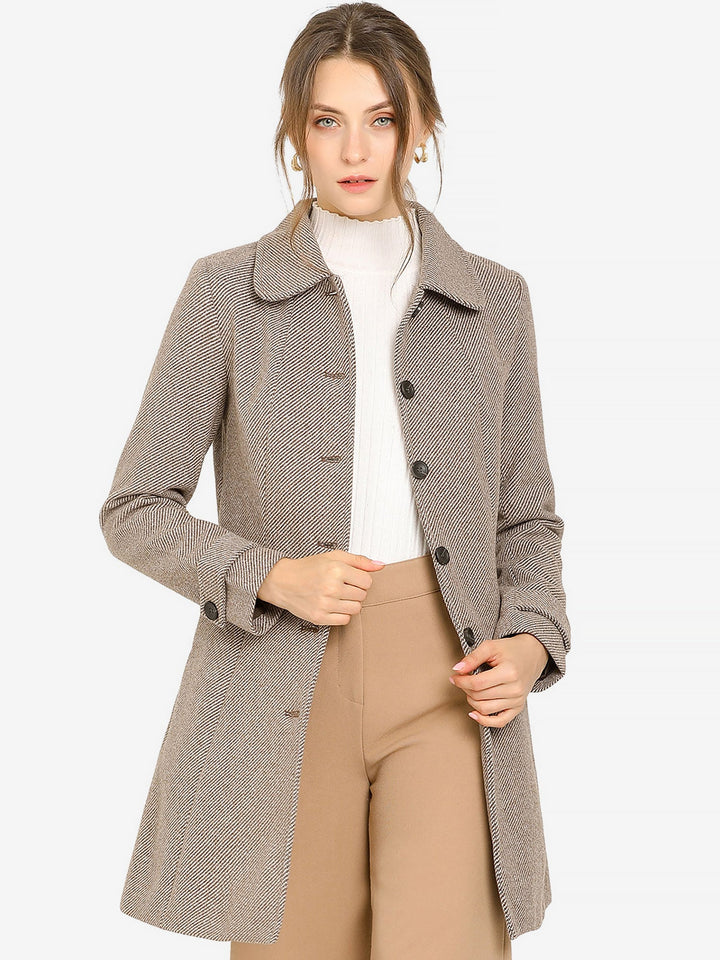 Long manteau chaud à chevrons pour femme | Hiver