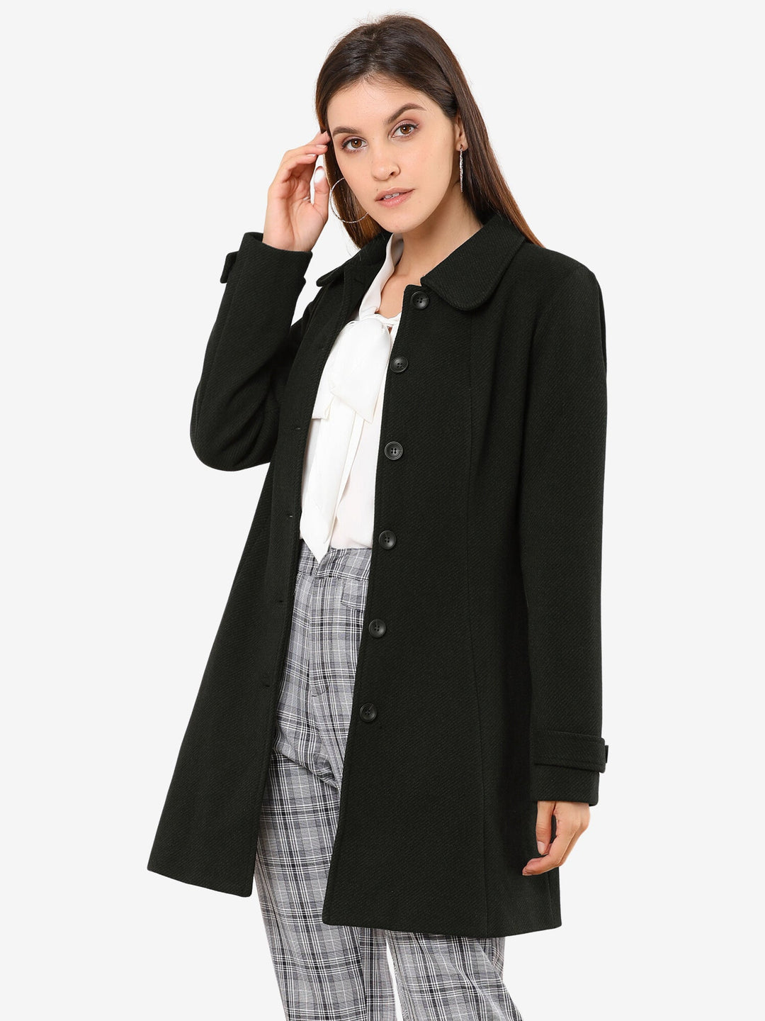 Long manteau chaud à chevrons pour femme | Hiver