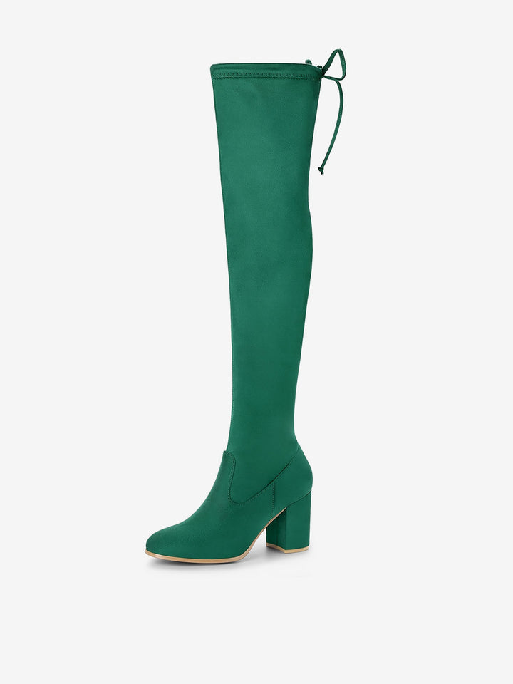 Women's Zip Round Toe Over The Knee Boots | Heel