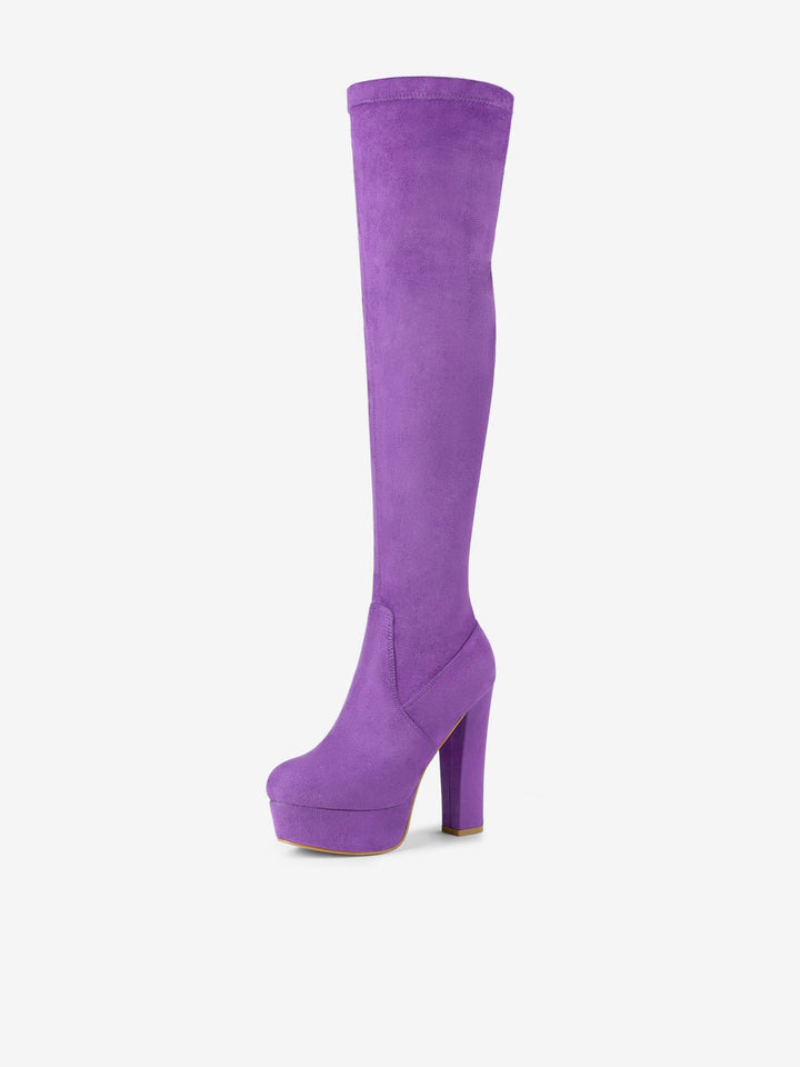 Bottes cuissardes à plateforme et fermeture éclair pour femmes | Talon