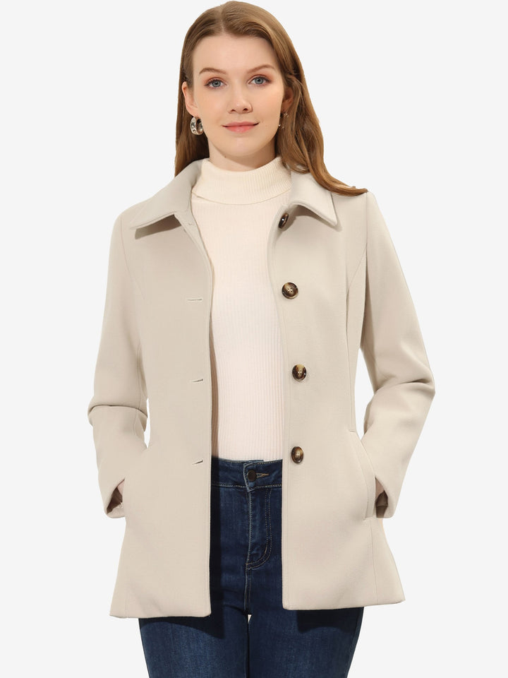 Manteau d’hiver pour femme à boutonnage simple et col | boutonné