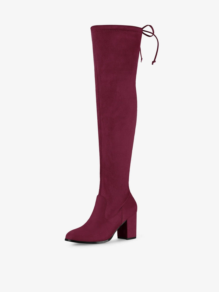 Women's Zip Round Toe Over The Knee Boots | Heel