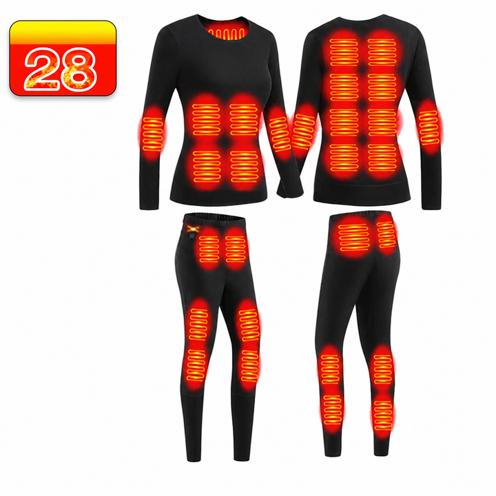 Ensemble de sous-vêtements thermiques chauffants unisexe avec haut à manches longues et caleçon long | ski