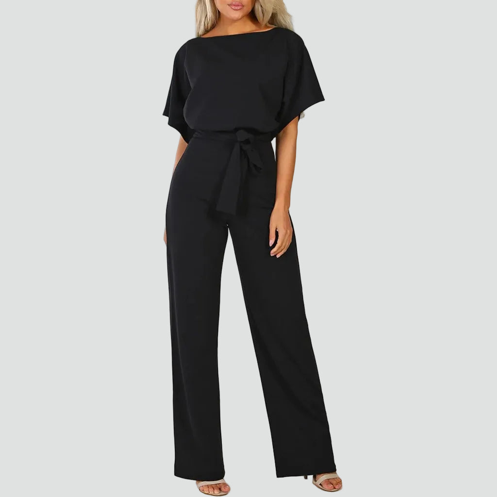 Women's Elegant Short Sleeve Jumpsuit | Tie-Waist