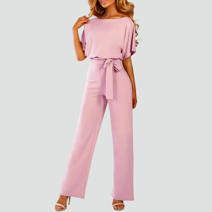Women's Elegant Short Sleeve Jumpsuit | Tie-Waist