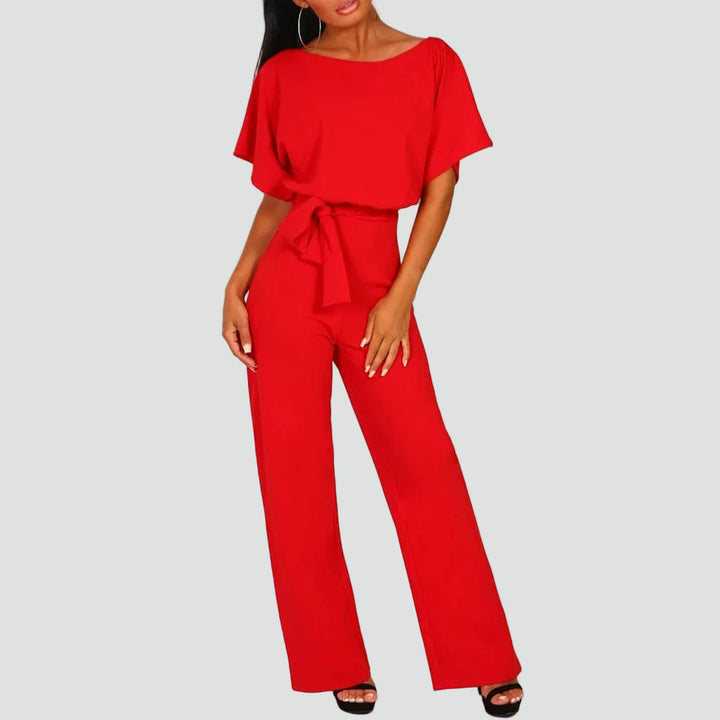 Women's Elegant Short Sleeve Jumpsuit | Tie-Waist