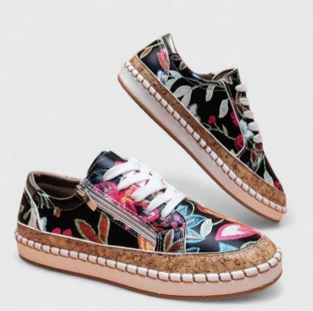 Women's Floral Flat Sneakers | Casual