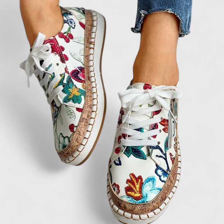 Women's Floral Flat Sneakers | Casual