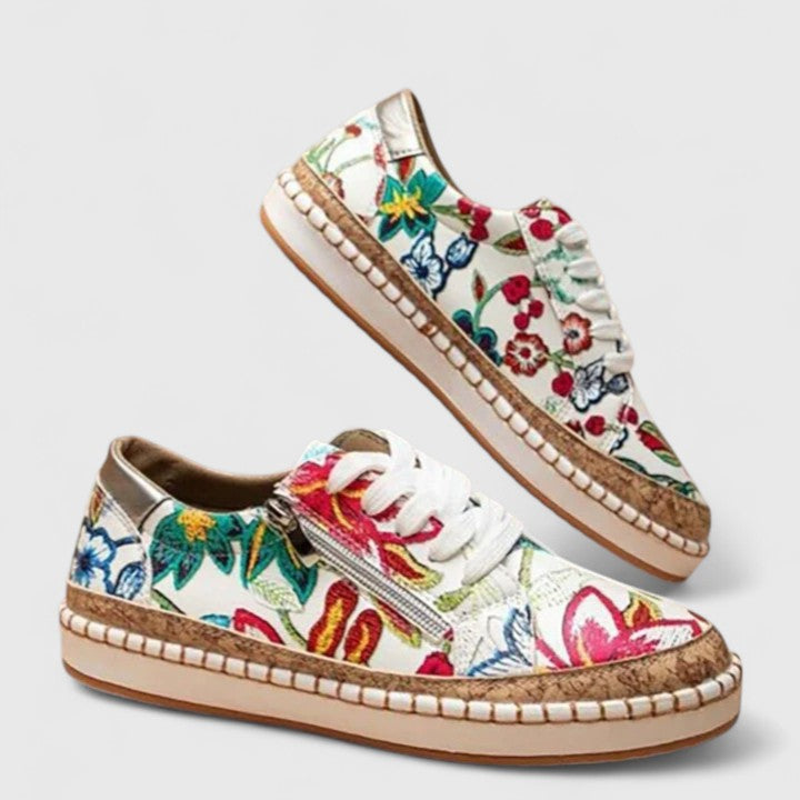 Women's Floral Flat Sneakers | Casual