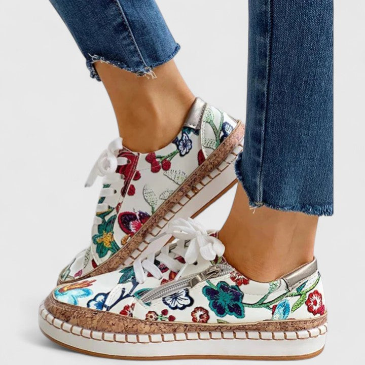 Women's Floral Flat Sneakers | Casual