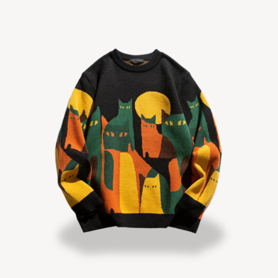 Pull tricoté à motifs pour homme | Col rond