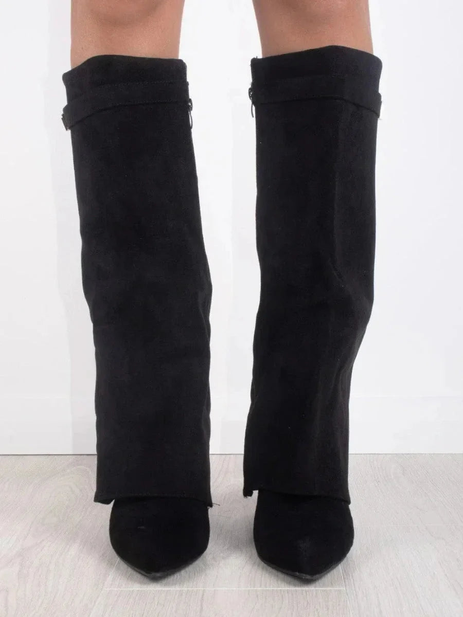 Women's Elegant Metallic Detail Knee High Boots | Side Zip