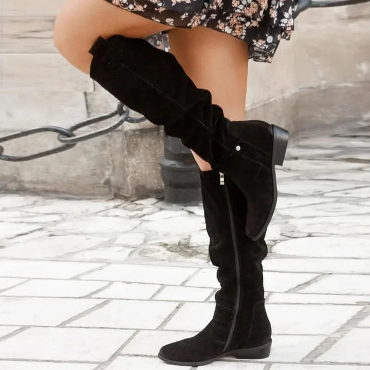 Women's Zip Slouch Knee High Boots | Heel