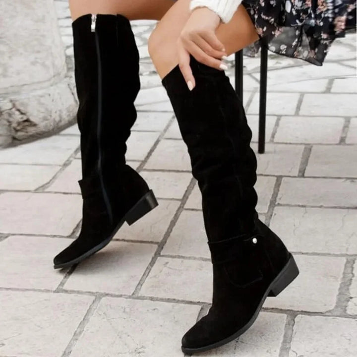 Women's Zip Slouch Knee High Boots | Heel