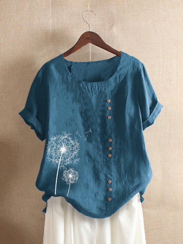 Women's Summer Round Neck Blouse | Short Sleeve