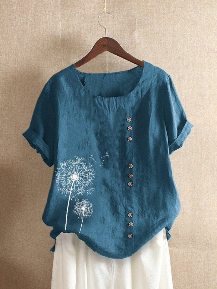 Women's Summer Round Neck Blouse | Short Sleeve
