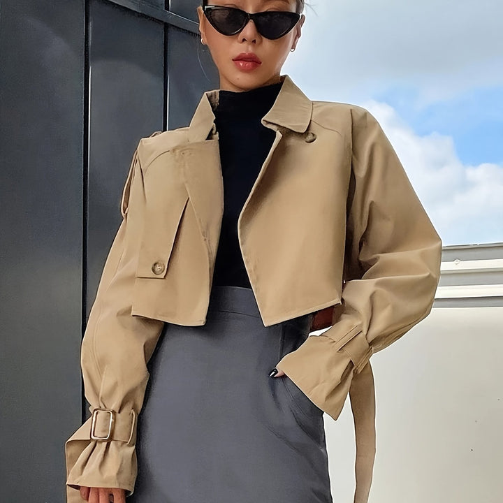Women's Cropped Trench Jacket | Belted Cuffs