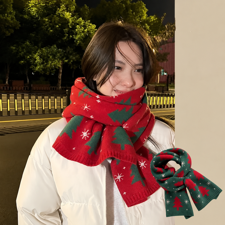 Women's Ribbed Winter Knitted Scarf | Christmas