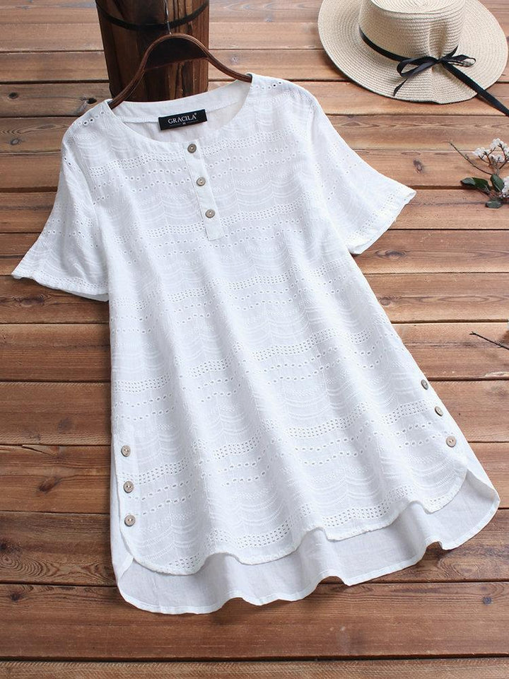 Women's Henley Summer Blouse | Short Sleeve