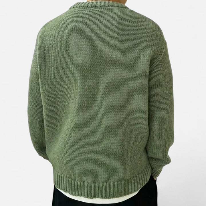 Pull tricoté épais à col rond pour homme | Hiver