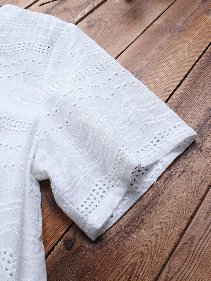 Women's Henley Summer Blouse | Short Sleeve