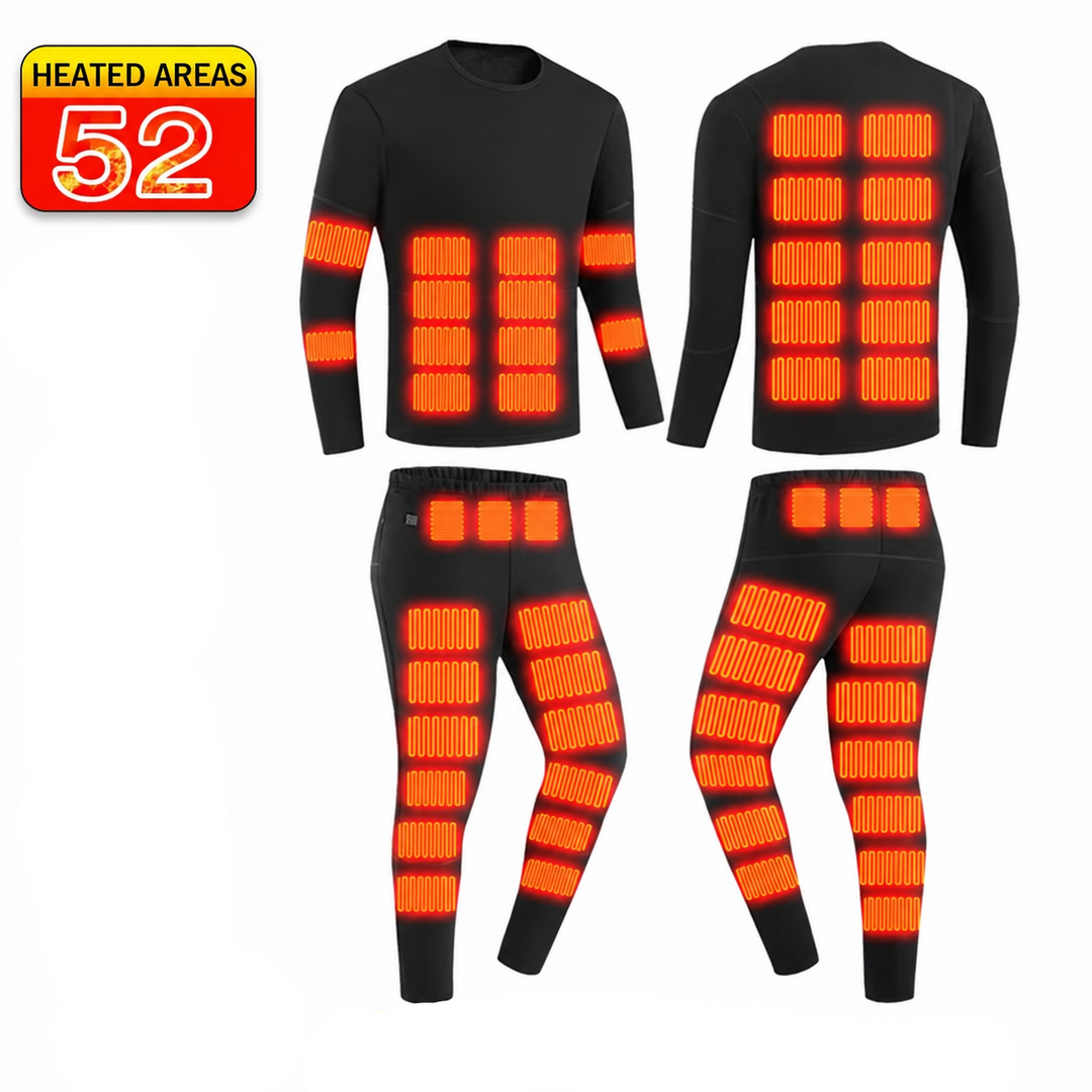 Ensemble de sous-vêtements thermiques chauffants unisexe avec haut à manches longues et caleçon long | ski