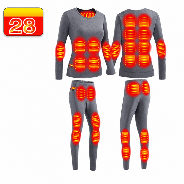 Ensemble de sous-vêtements thermiques chauffants unisexe avec haut à manches longues et caleçon long | ski