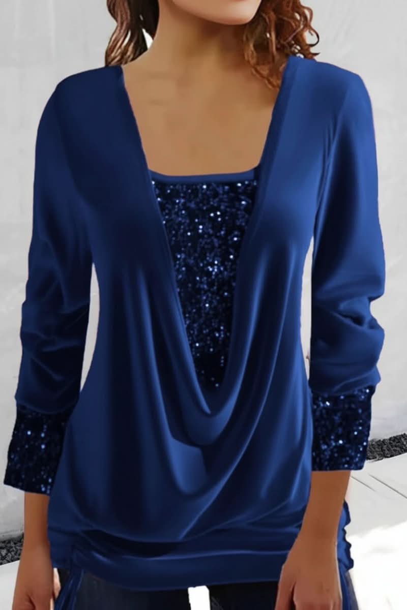 Women’s Plunge Neck Sequin Going Out Top | Party